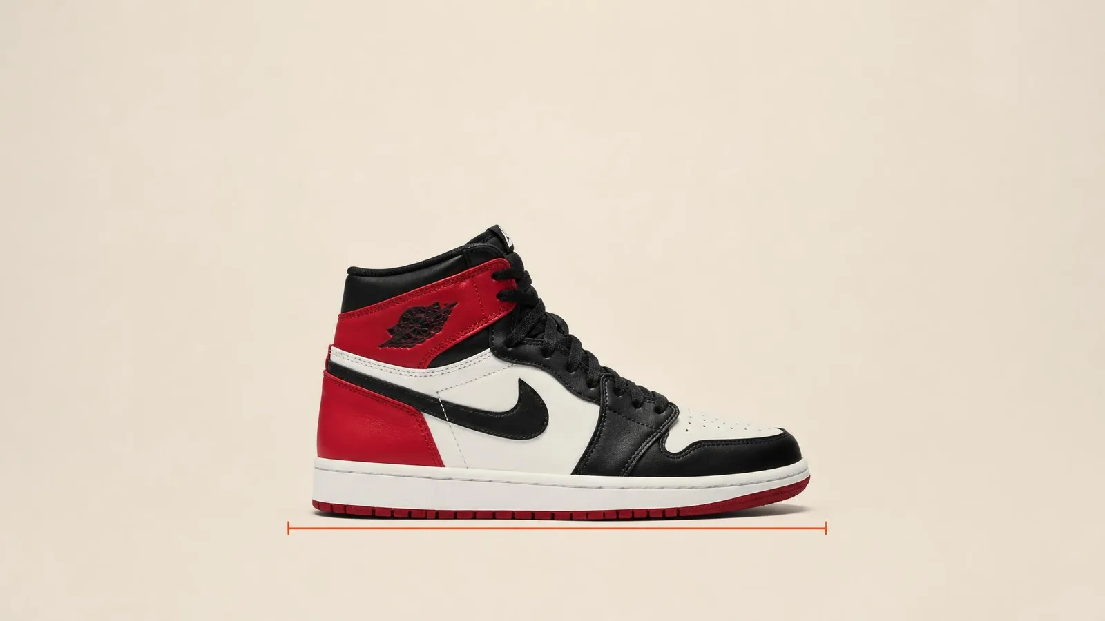 A single Jordan 1 sneaker isolated on a clean cream surface under even studio lighting, visually representing the concept that one sale or one model cannot tell you what the broader sneaker resale market is doing.